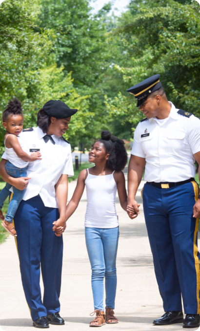 military family walking