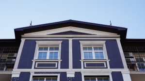 Looking up at an apartment