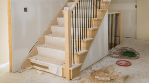 Inside a home under construction.