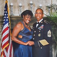 Man, woman and American flag